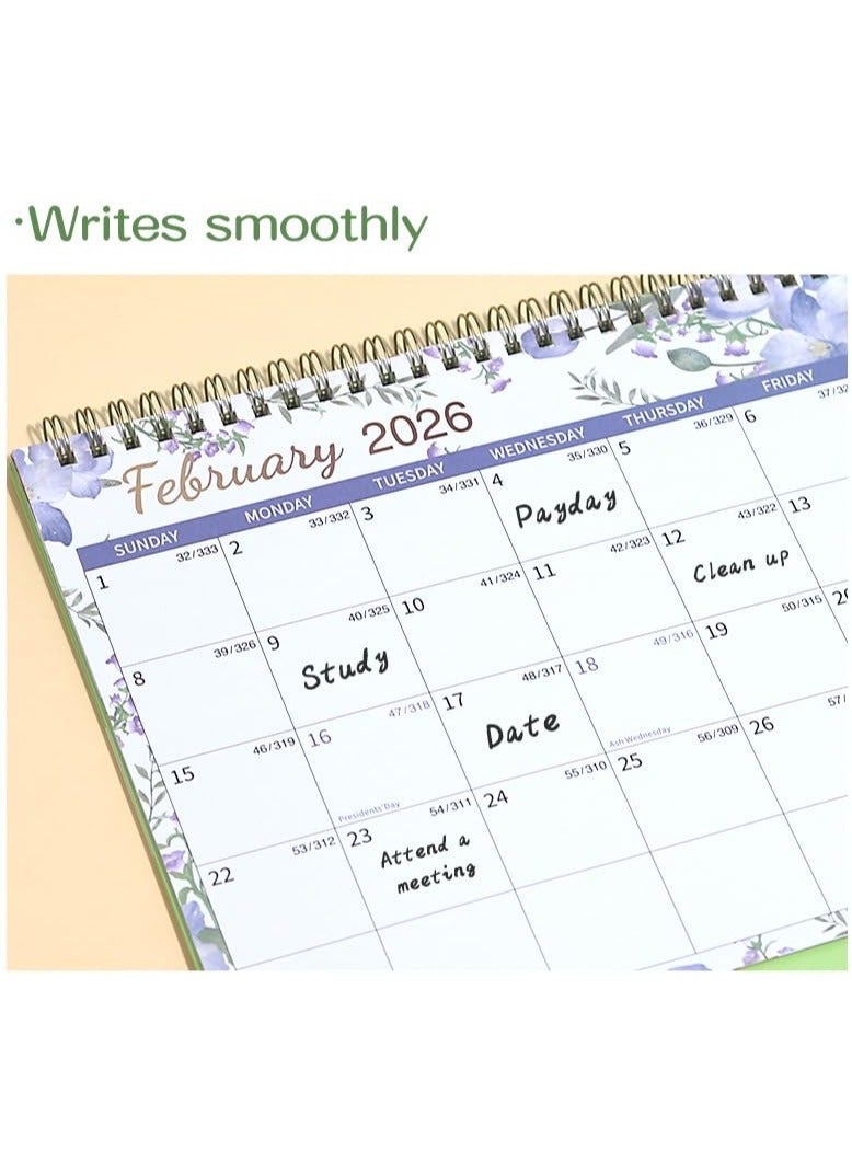 Bukela 2026Desk Calendar - January 2026 - December 2026, Spiral Binding Cactus Creative Page Turn Running Monthly Standing Memo Pages For Home Office School 10" X 8" - Image 4