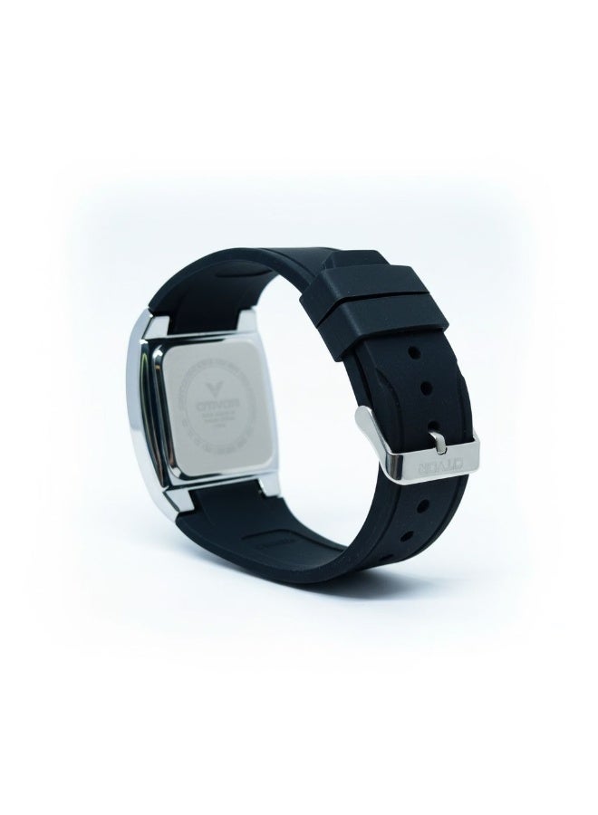 CITVOR Regal Classic CT3588 Analog Watch for Men Silver Case White Dial Black Rubber Strap Day Date Quartz - Image 4