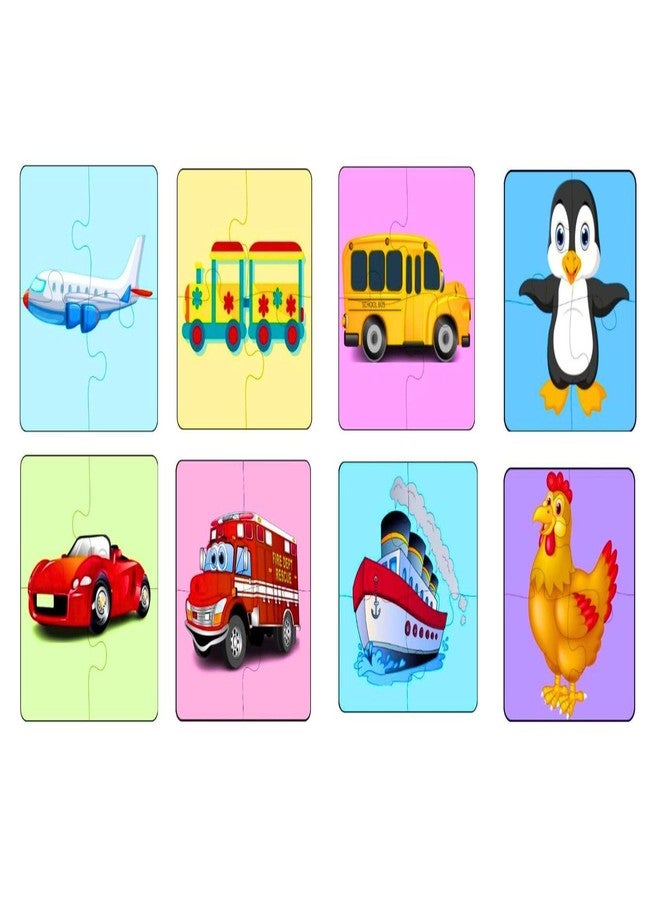 Exello 4 Piece Wooden Puzzle for Kids - Set of 8 Jigsaw Puzzle, 4x4 Inch Size, Vehicle & Birds Wooden Jigsaw Puzzle Games for Children & Kids, Jigsaw Puzzles for Kids, Early Learning Puzzle for Kids - Image 1