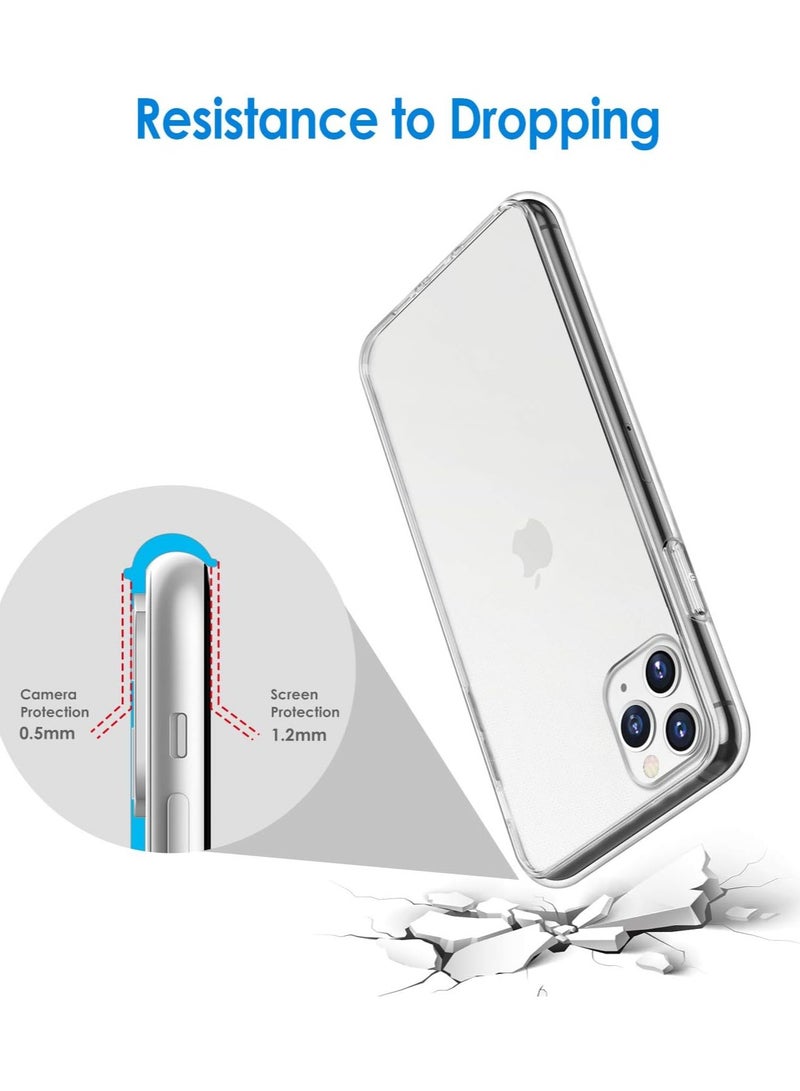 Mismo Clear Shockproof Case for iPhone 11 Pro – Ultra Thin Transparent TPU Cover, Anti-Scratch & Anti-Yellowing Crystal Clear Protective Bumper Case - Clear - Image 2