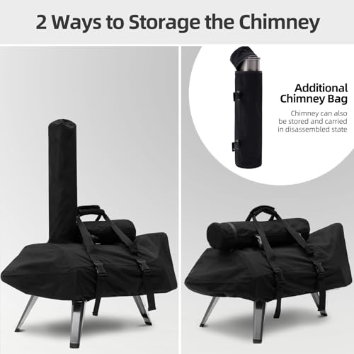 NOELIFE Carry Cover for Ooni Karu 12 and Karu 2 Pizza Oven, Waterproof Pizza Oven Accessories for Ooni 12 with Seperate Chimney Bag, with Bottom Straps for Fixation (Oven Not Included) - Image 2