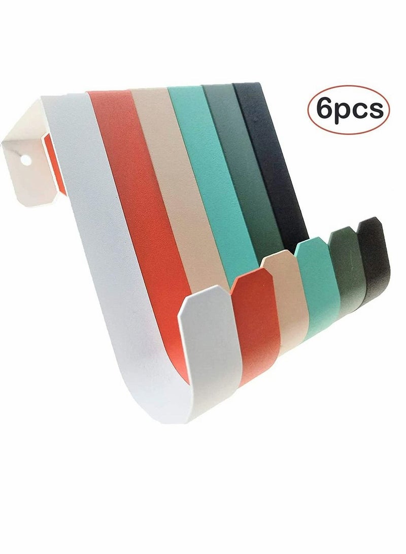 KASTWAVE Nail Free Hook Behind The Door, Over Cabinet Hook, Packs Of 6 Colorful Durable Metal Over Door Hooks For Cabinet And Closet Single Over Door Hooks Fits For Door Widths Up To 4.2 CM - Image 2