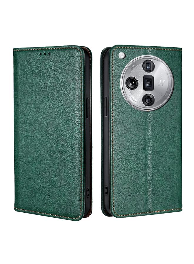 Green Tiger For OPPO Find X7 Ultra 5G Gloss Oil Solid Color Magnetic Leather Phone Case(Green)