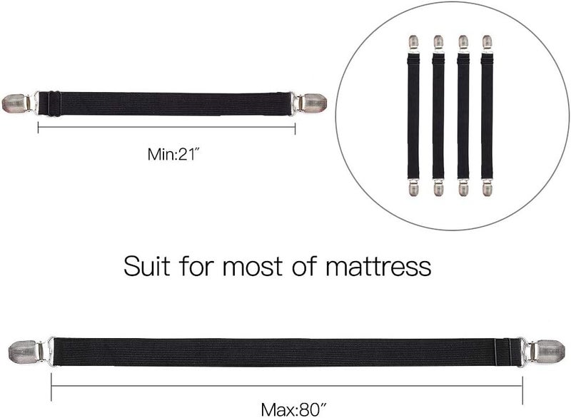 Adjustable bed hat fixing clip elastic fixing strap (length 21-80 inches, suitable for mattresses, sofas, recliners)  white  8PC - Image 5