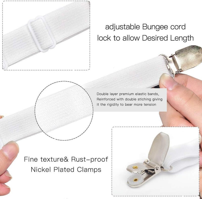Adjustable bed hat fixing clip elastic fixing strap (length 21-80 inches, suitable for mattresses, sofas, recliners)  white  8PC - Image 2