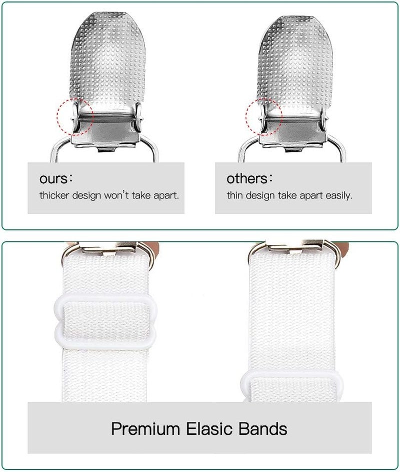 Adjustable bed hat fixing clip elastic fixing strap (length 21-80 inches, suitable for mattresses, sofas, recliners)  white  8PC - Image 3