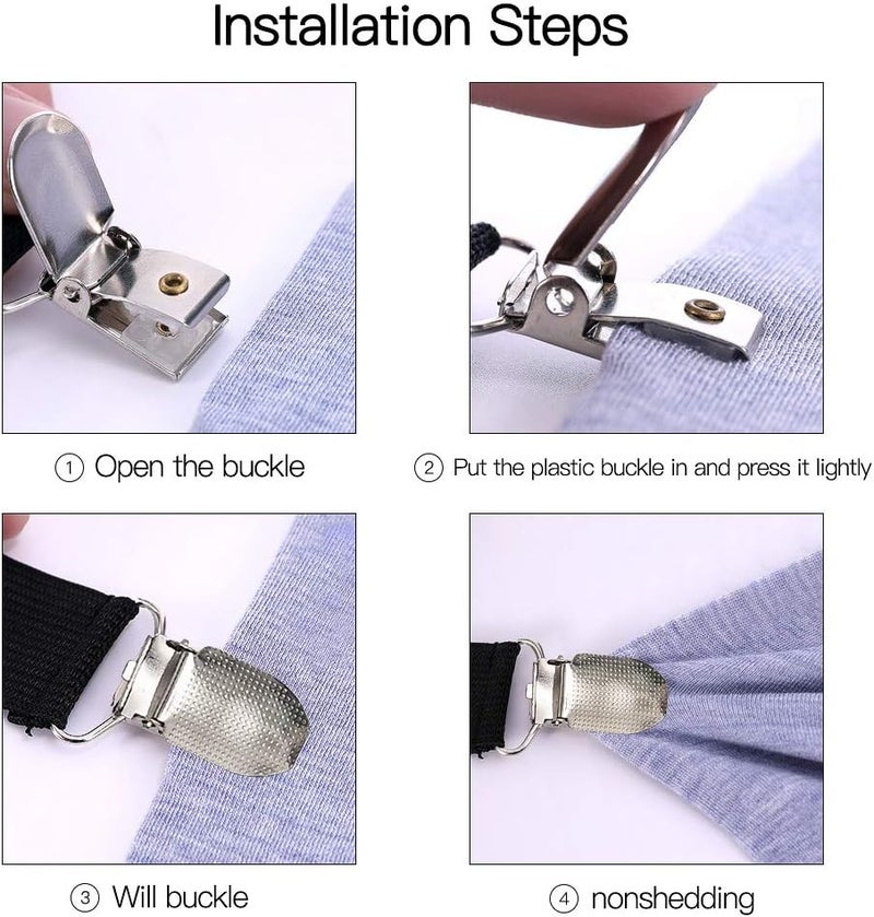 Adjustable bed hat fixing clip elastic fixing strap (length 21-80 inches, suitable for mattresses, sofas, recliners)  white  8PC - Image 4