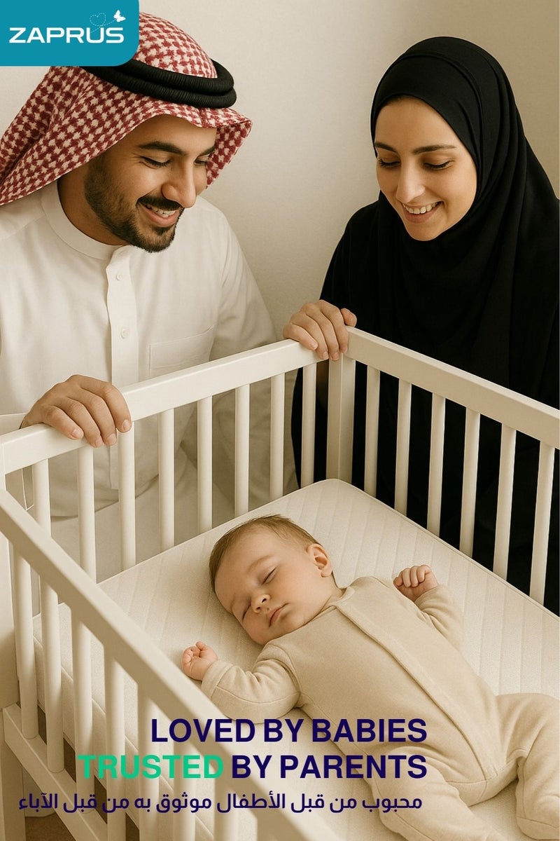 زابروس زابروس مرتبة سرير الأطفال 120 × 60 سم – سميكة للغاية 10 سم فوم لفراش السرير، المهد وسرير الأطفال – غطاء قطني قابل للتنفس، مضاد للحساسية، وقابل للغسل – مراتب للاستخدام اليومي  - Image 3