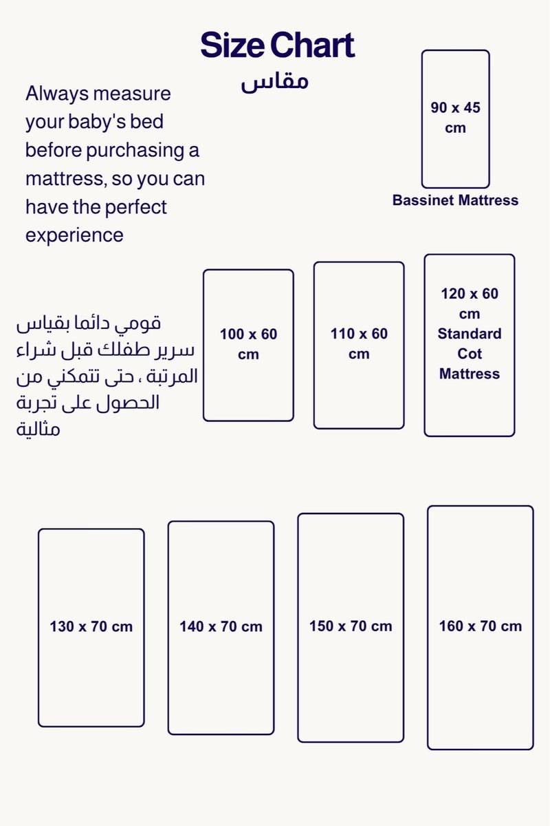 زابروس زابروس مرتبة سرير الأطفال 120 × 60 سم – سميكة للغاية 10 سم فوم لفراش السرير، المهد وسرير الأطفال – غطاء قطني قابل للتنفس، مضاد للحساسية، وقابل للغسل – مراتب للاستخدام اليومي  - Image 4