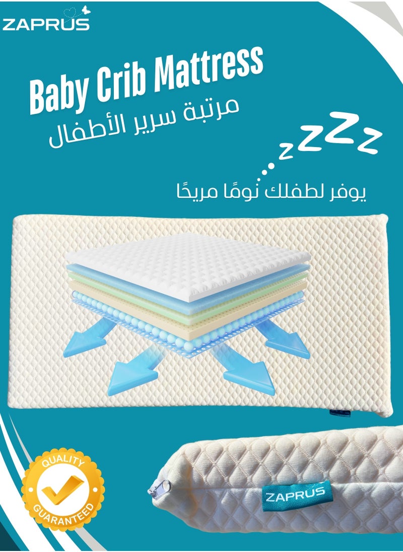 Zaprus - Baby Cot Mattress - Naturally High Density Supportive Foam Toddler Crib Mattresses, Breathable Cotton Fabric, 120x60x10cm - Optimal Comfort & Support for Baby's Sleep - Image 1