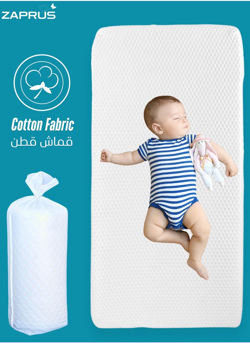 Zaprus - Baby Cot Mattress - Naturally High Density Supportive Foam Toddler Crib Mattresses, Breathable Cotton Fabric, 120x60x10cm - Optimal Comfort & Support for Baby's Sleep - Image 1