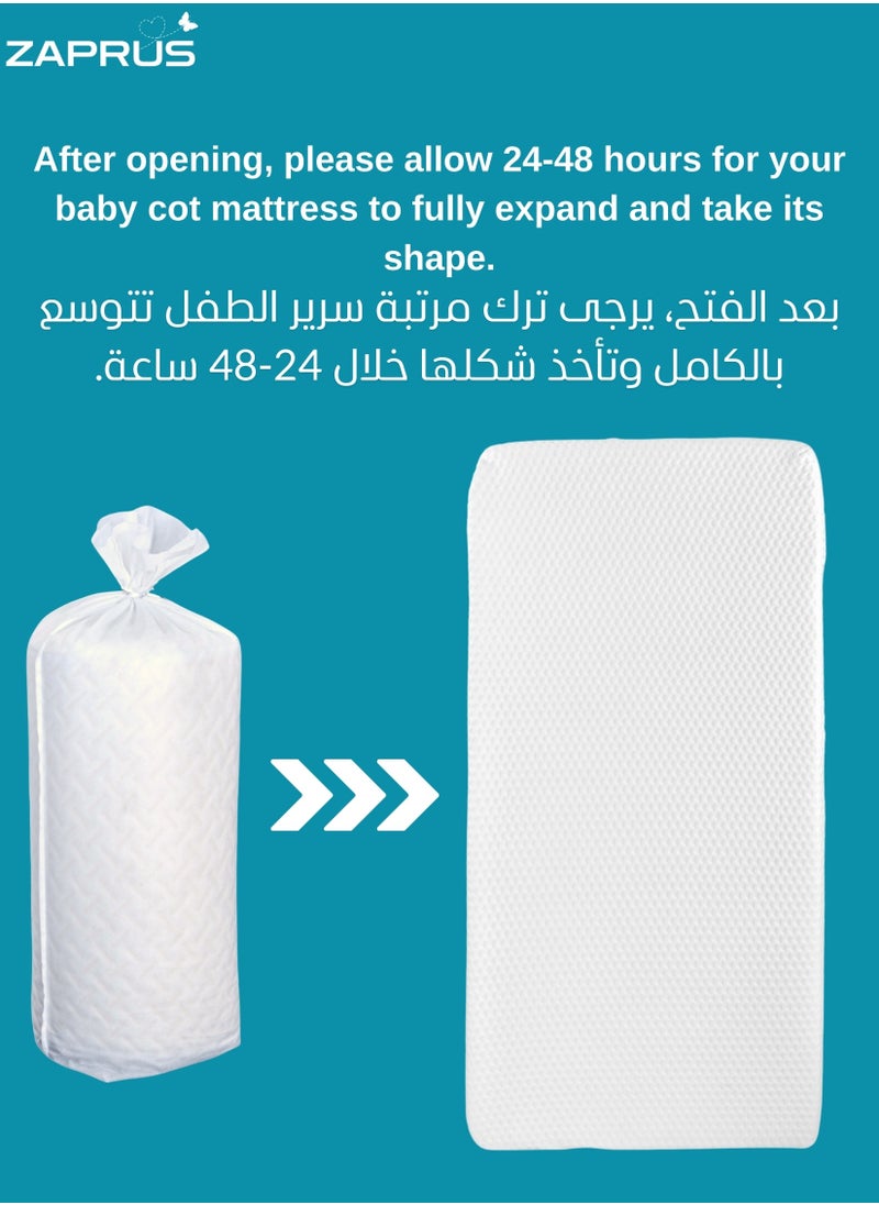 Zaprus - Baby Cot Mattress - Naturally High Density Supportive Foam Toddler Crib Mattresses, Breathable Cotton Fabric, 120x60x10cm - Optimal Comfort & Support for Baby's Sleep - Image 1