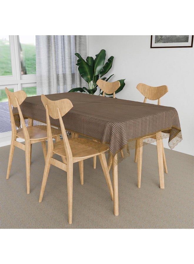 Kuber Industries Dining Table Cover | Kitchen Dining Tablecloth | 4 Seater Center Table Cover | Dining Table Cover for Hall Décor | Barik Check Kitchen Tablecloth | 45x70 | Brown - Image 2