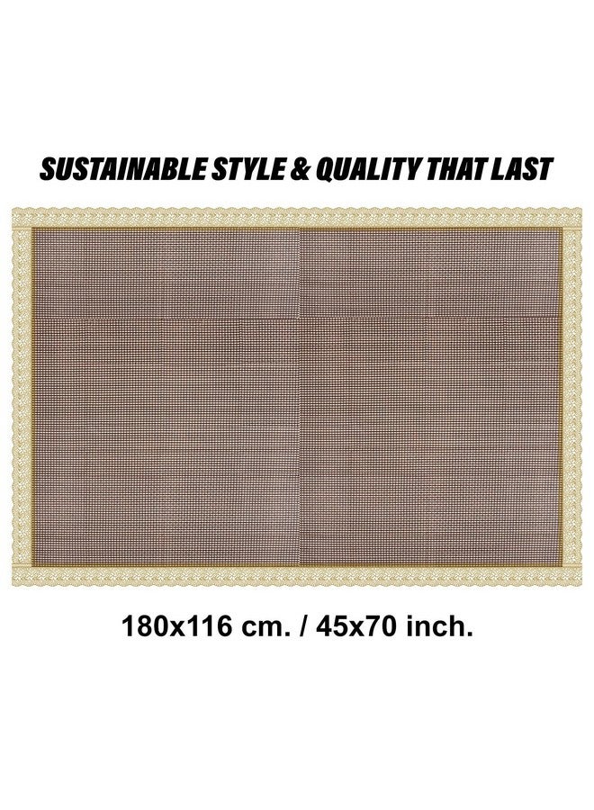 Kuber Industries Dining Table Cover | Kitchen Dining Tablecloth | 4 Seater Center Table Cover | Dining Table Cover for Hall Décor | Barik Check Kitchen Tablecloth | 45x70 | Brown - Image 3