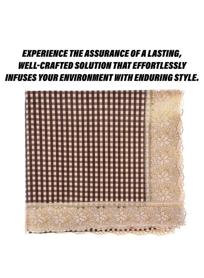 Kuber Industries Dining Table Cover | Kitchen Dining Tablecloth | 4 Seater Center Table Cover | Dining Table Cover for Hall Décor | Barik Check Kitchen Tablecloth | 45x70 | Brown - Image 5