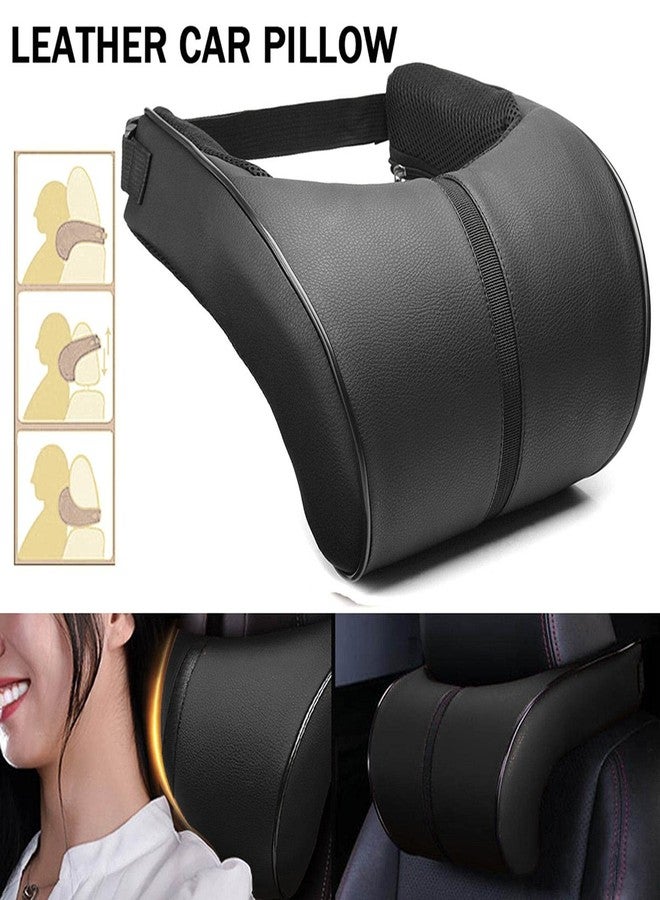 KIMISS Auto Car Neck Pillow Softness Car Headrest Pillow Memory Foam Pillows Neck Rest Seat PU Leather Black Headrest Cushion Pad Comfortable - Image 4