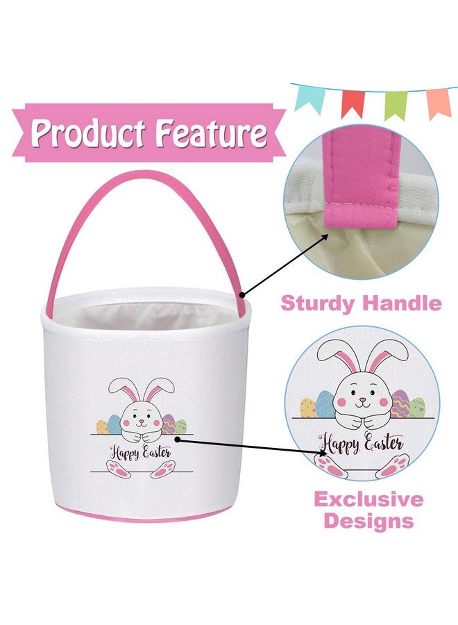 PARTYWIND سلال عيد الفصح PARTYWIND للأطفال لصيد البيض، مستلزمات حفلات عيد الفصح للأولاد والبنات، سلال عيد الفصح مع مقبض (وردي) - Image 2