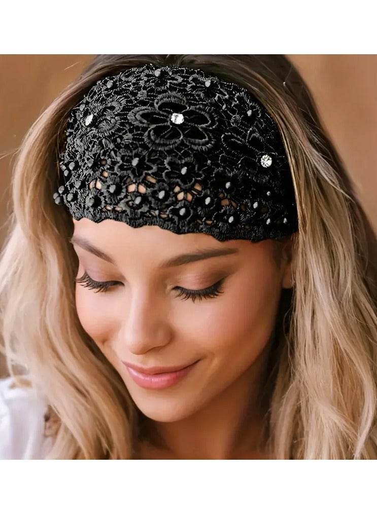 Rozino 3pcs Set Elegant Floral Beaded Wide Headbands for Women - Fashionable Hair Accessories, Perfect for Casual Attire - Image 3