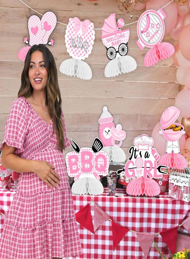 Cheereveal 8 Pieces BBQ Baby Shower Honeycomb Centerpieces, Pink Barbecue Table Toppers, BBQ Picnic Carnival Summer Gender Reveal Holidays Party Decorations Supplies - Image 4
