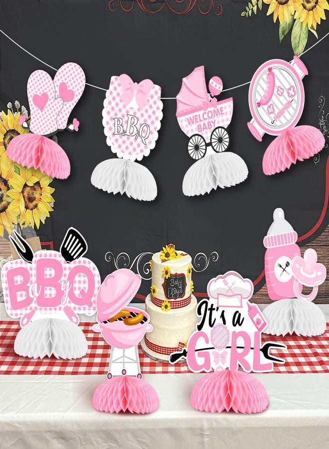 Cheereveal 8 Pieces BBQ Baby Shower Honeycomb Centerpieces, Pink Barbecue Table Toppers, BBQ Picnic Carnival Summer Gender Reveal Holidays Party Decorations Supplies - Image 2