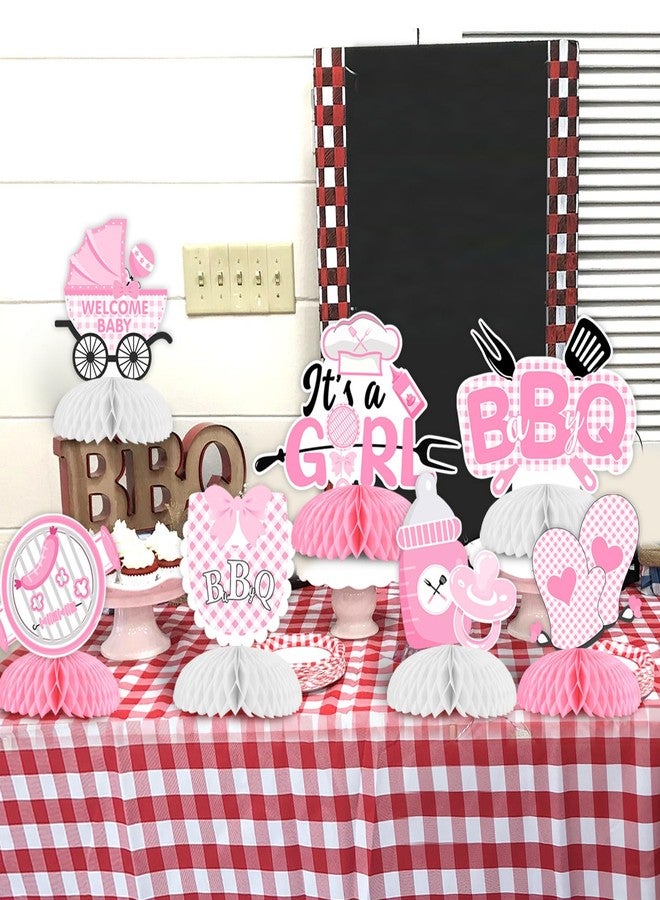 Cheereveal 8 Pieces BBQ Baby Shower Honeycomb Centerpieces, Pink Barbecue Table Toppers, BBQ Picnic Carnival Summer Gender Reveal Holidays Party Decorations Supplies - Image 3