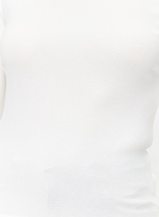 trendyol Ecru Premium Soft Fabric Fitted Boat Neck Knitted Blouse - Image 4