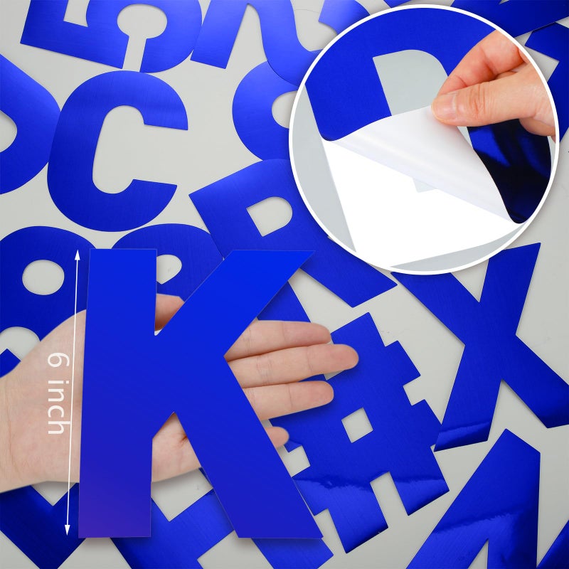 Seajan 184 Pcs Large Vinyl Letter Sticker 6" Big Alphabet Number and Symbol Sticker Self Adhesive Removable Letter Decal for Christmas Bulletin Board Classroom Decor Poster Window Door Mailbox(Blue) - Image 3