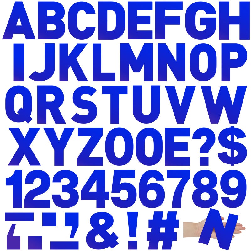 Seajan 184 Pcs Large Vinyl Letter Sticker 6" Big Alphabet Number and Symbol Sticker Self Adhesive Removable Letter Decal for Christmas Bulletin Board Classroom Decor Poster Window Door Mailbox(Blue) - Image 1