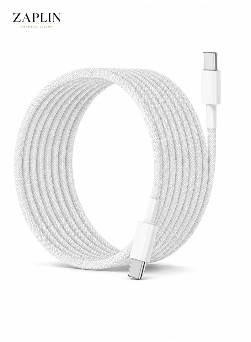 ZapLin Type C Cable 100W USB C to USB C 2M Braided PD Power Delivery Fast Charging Cable For iPhone 17 16 15 Pro Max Samsung S25 S24 iPad Pro Mini MacBook Pro Air M4 M3 M2 M1 Xiaomi Honor Huawei Dell Laptop - Image 1