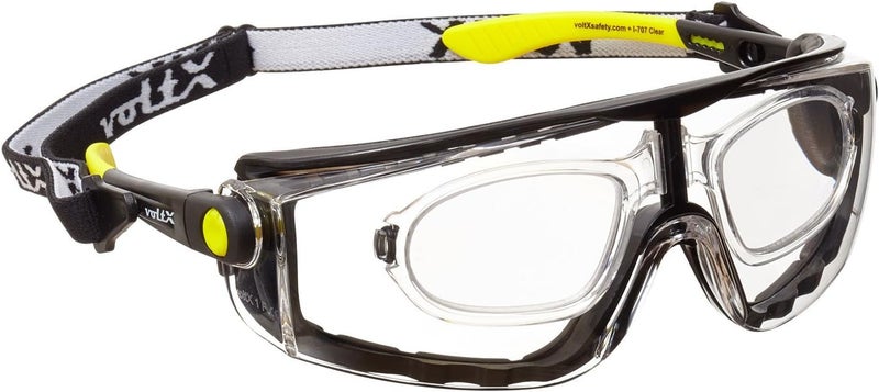 voltX QUAD 4 in 1 FULL LENS Reading insert Safety Glasses 20 Dioptre CLEAR LENS with foam insert removable headstrap CE EN166f certified - Image 1