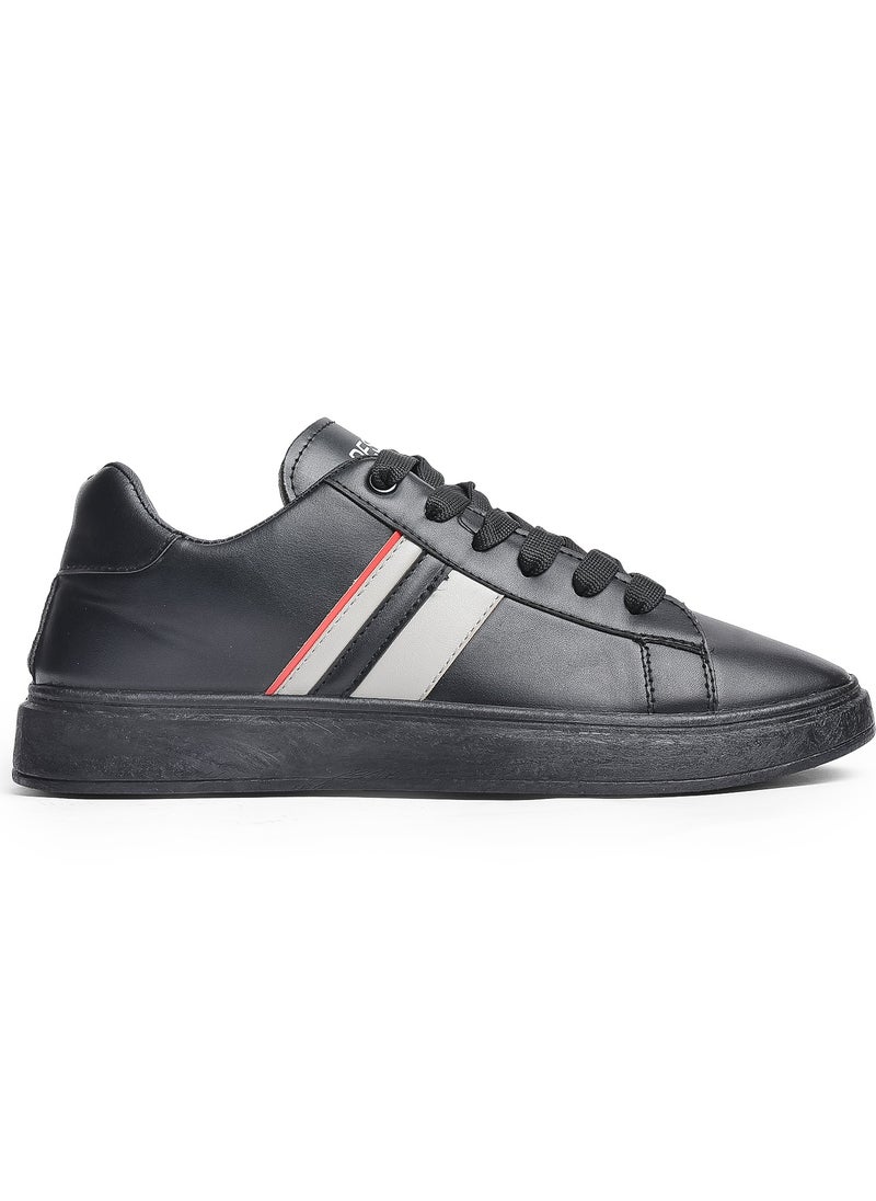 Desert Men's Fashion Leather Flat Sneakers With Bold Side Color Design  - Image 1