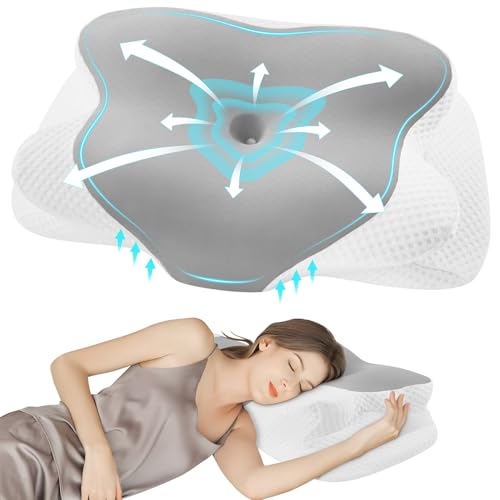 DONAMA Cervical Pillow for Sleeping, Contour Memory Foam Pillow for Neck and Shoulder Support, Ergonomic Neck Pillow for Side Back Stomach Sleepers, Bed Pillows with Cooling Pillowcase - Image 1