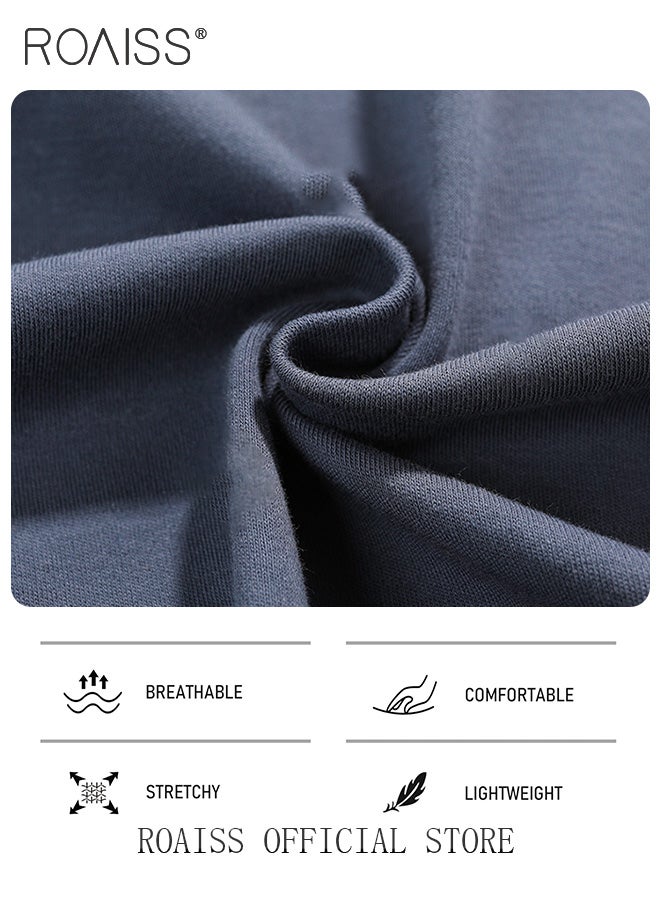 roaiss 2-Piece Pajama Set Men's Cotton Short Sleeved Lapel Collar T-Shirt Long Pants Sets Solid Color Sleepwear Nightgown Male Loose Spring Summer Thin Loungewear Home Clothes  - Image 5