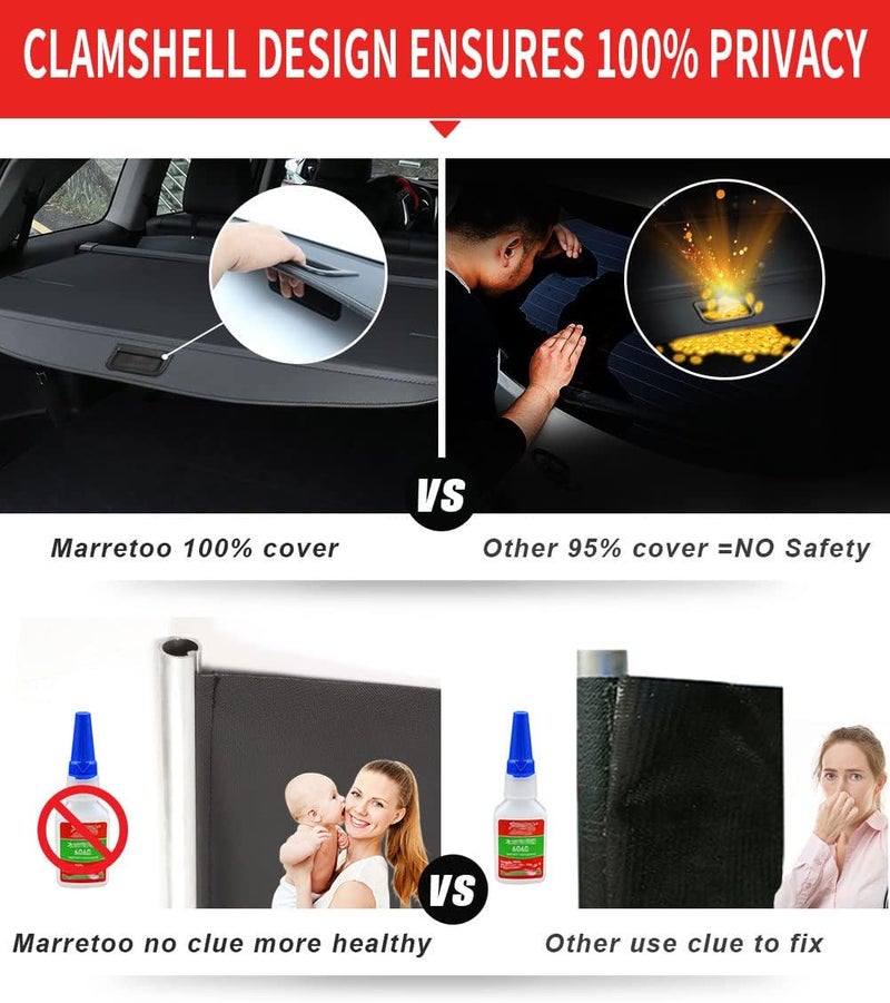 Marretoo Retractable Cargo Cover for Toyota 4Runner (2010-2021) - Black Security Shield Shade - Image 3