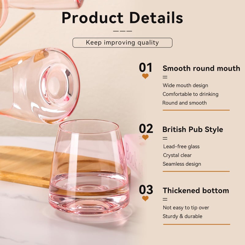 Cyrelwing Pink Stemless Wine Glasses Set 6-Colorful Wine Glasses Stemless for Wine water,whiskies, juices, cocktails,Unique Gifts for Mother day Birthday Wedding Party - Image 2