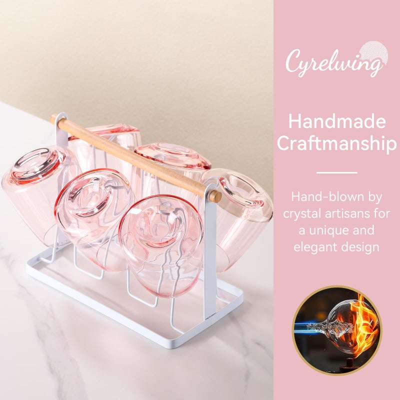Cyrelwing Pink Stemless Wine Glasses Set 6-Colorful Wine Glasses Stemless for Wine water,whiskies, juices, cocktails,Unique Gifts for Mother day Birthday Wedding Party - Image 5