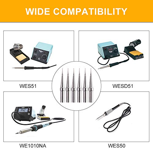 IGREAT 6pcs Replacement Tips for Weller ET Soldering Iron Tips for WES51/50,WESD51,WE1010NA,PES51 / 50,LR21 ET Tip Series (6PCS-02) - Image 4