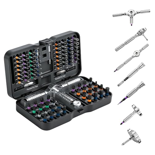 VMAN Ratchet Screwdriver Set, 100 in 1 magnetic Screwdriver sets, S2 Steel Bits, DIY Combination Flexible Shaft, Suitable for Furniture Assembly, Precision Electrical Appliance Repair, Bicycle Tools - Image 1