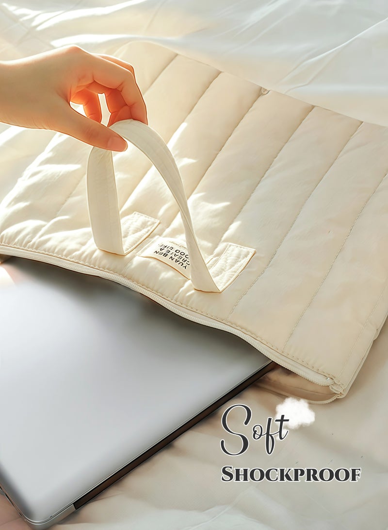 Waterproof Shockproof Laptop Bag,13-14 inch Laptop Sleeve Laptop Case for Men or Ladies,Ultra Lightweight MacBook Sleeve with Soft Lining,Anti-Dust & Multi-Compartment for Daily Carry,Business Travel, School, College(Beige White) - Image 2