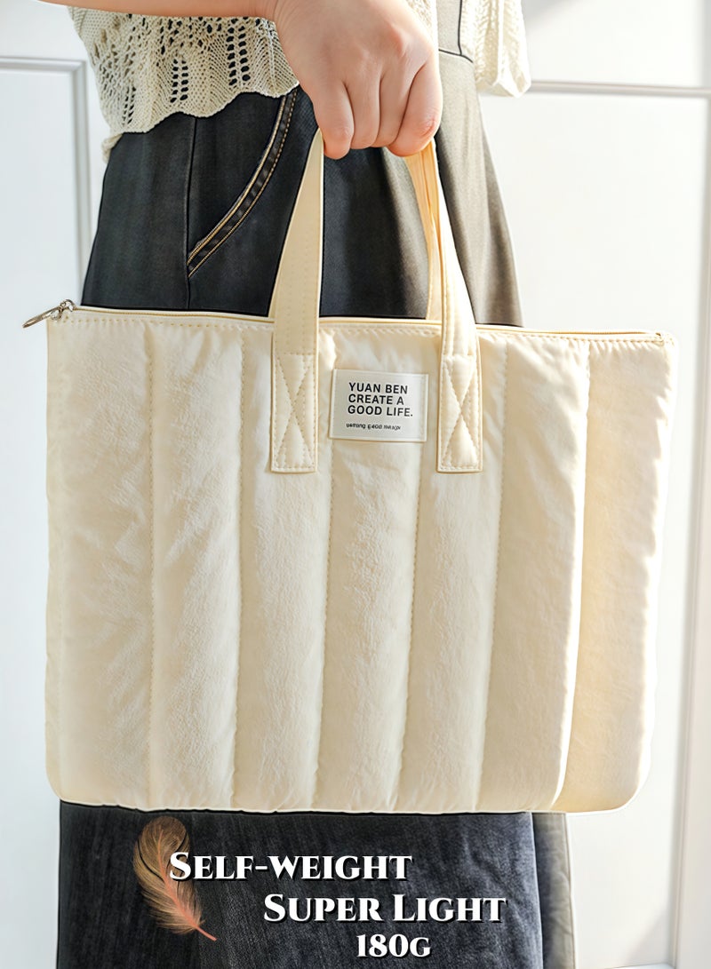 Waterproof Shockproof Laptop Bag,13-14 inch Laptop Sleeve Laptop Case for Men or Ladies,Ultra Lightweight MacBook Sleeve with Soft Lining,Anti-Dust & Multi-Compartment for Daily Carry,Business Travel, School, College(Beige White) - Image 4