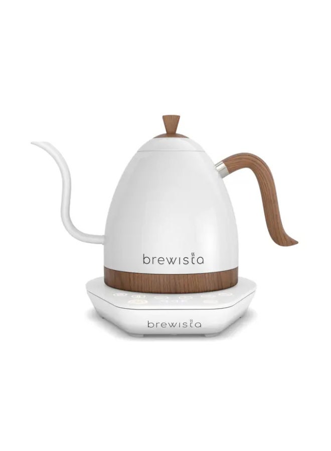 Brewista Artisan Electric Gooseneck Kettle 1.0L With Temperature Control Matte White With Wood