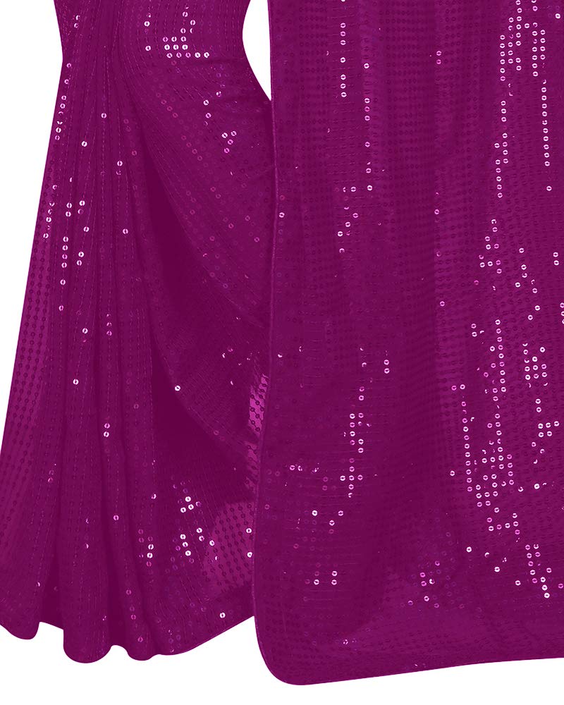 Florely Women's Sequins Pure Georgette Saree (Satari_Freesize_444_Rani) - Image 4