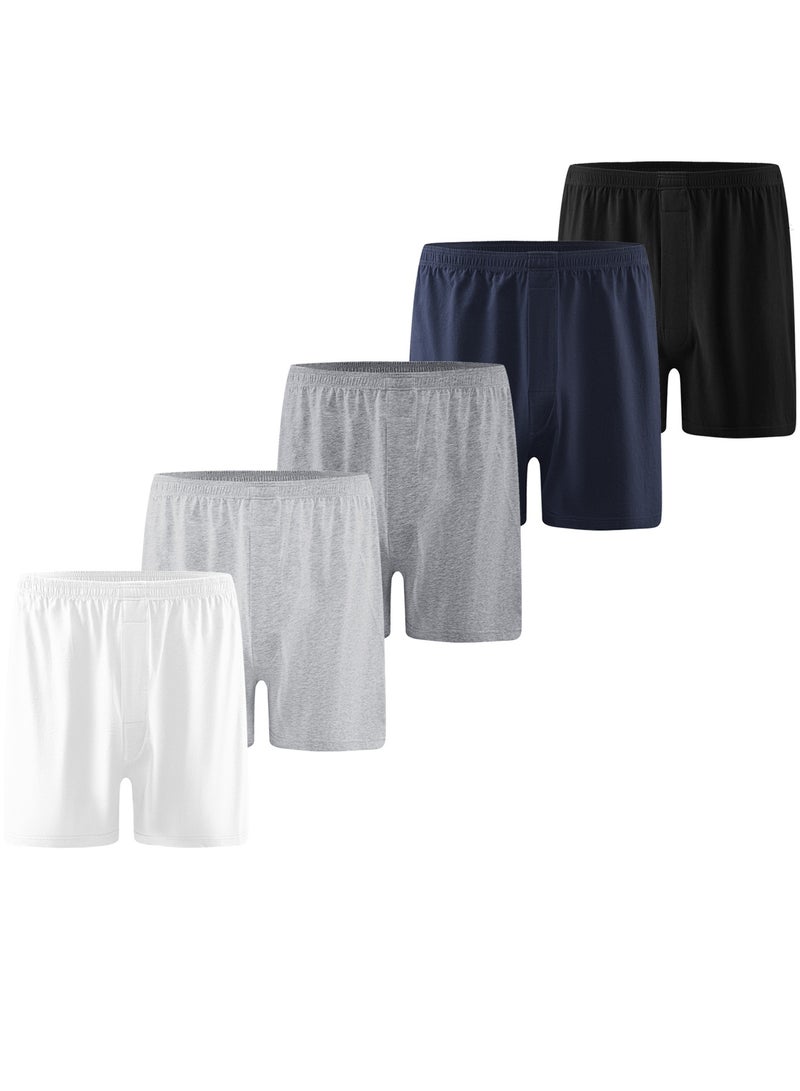 infino Men's Cotton-Spandex Boxer Shorts with Hidden Button Fly - Soft Loose Fit for Outdoor Sports & Home Wear - Image 1