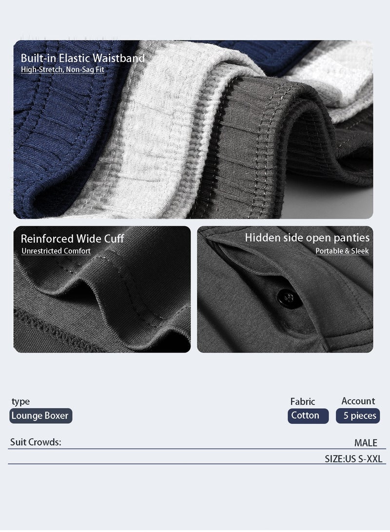 infino Men's Cotton-Spandex Boxer Shorts with Hidden Button Fly - Soft Loose Fit for Outdoor Sports & Home Wear - Image 3