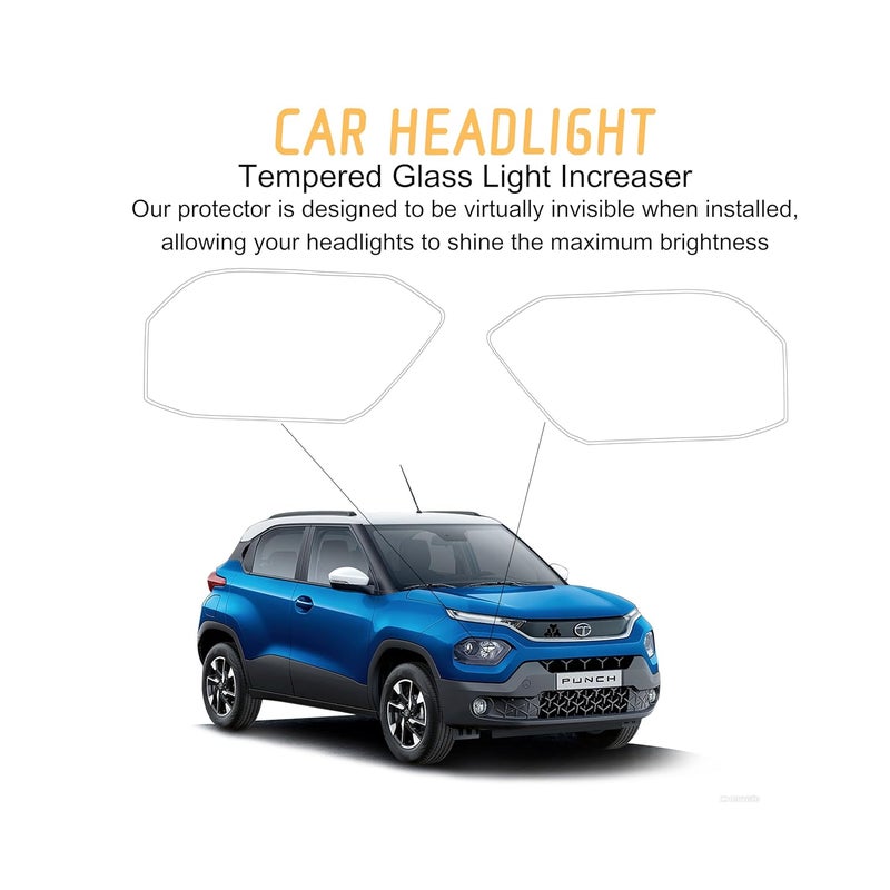 10H2 Self Adhesive Car Headlight Tempered Glass | Headlight Protector | Scratch Resistant | DIY | UV Protection | Weather-Resistant | Gloss Finish |Compatible with Tata New/Old Cars (Punch 1st Gen) - Image 2
