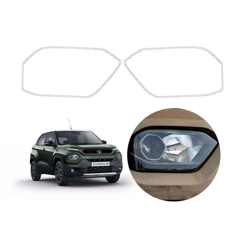 10H2 Self Adhesive Car Headlight Tempered Glass | Headlight Protector | Scratch Resistant | DIY | UV Protection | Weather-Resistant | Gloss Finish |Compatible with Tata New/Old Cars (Punch 1st Gen) - Image 1