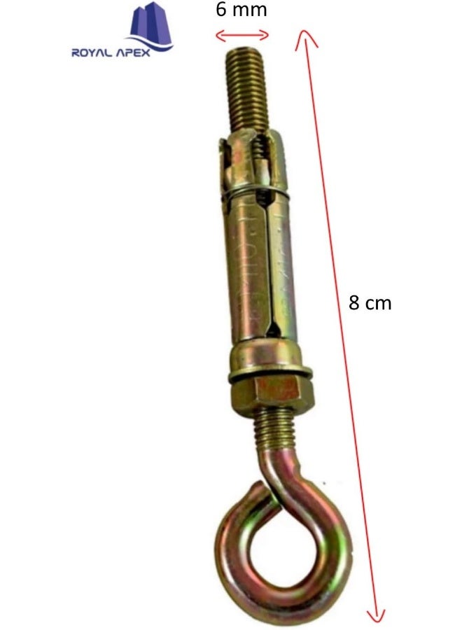 Royal Apex High Strength Metal Sleeve Shield Closed Hook/Eye Hook Open Hook Anchor Bolt Pack Of 5 Closed Hook 6 Mm - Image 2