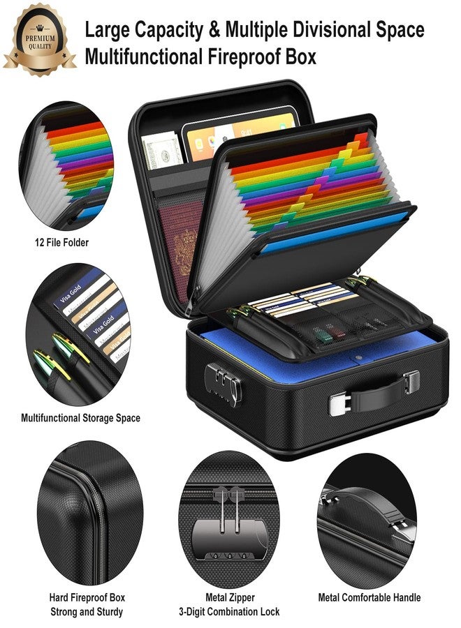 كولكيس صندوق تنظيم كولكيس الصلب المزود بقفل، بتصميم صلب، مقاوم للحريق والماء، لحفظ المستندات المهمة والشهادات وأجهزة الكمبيوتر المحمولة وجوازات السفر، باللون الوردي - Image 4