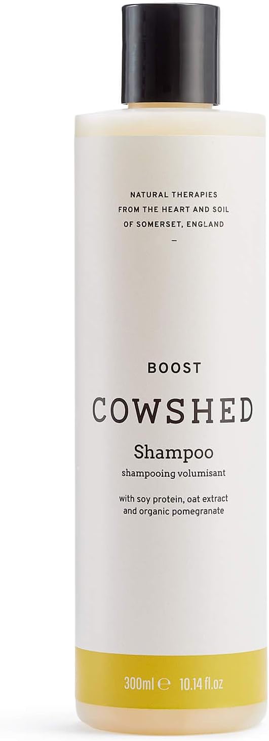 Cowshed Boost Shampoo 300ml Volumising Shampoo for Fine Hair Natural Vegan Paraben Free Cleansing Detangling with Wheat Protein Oat Extract and Lemon