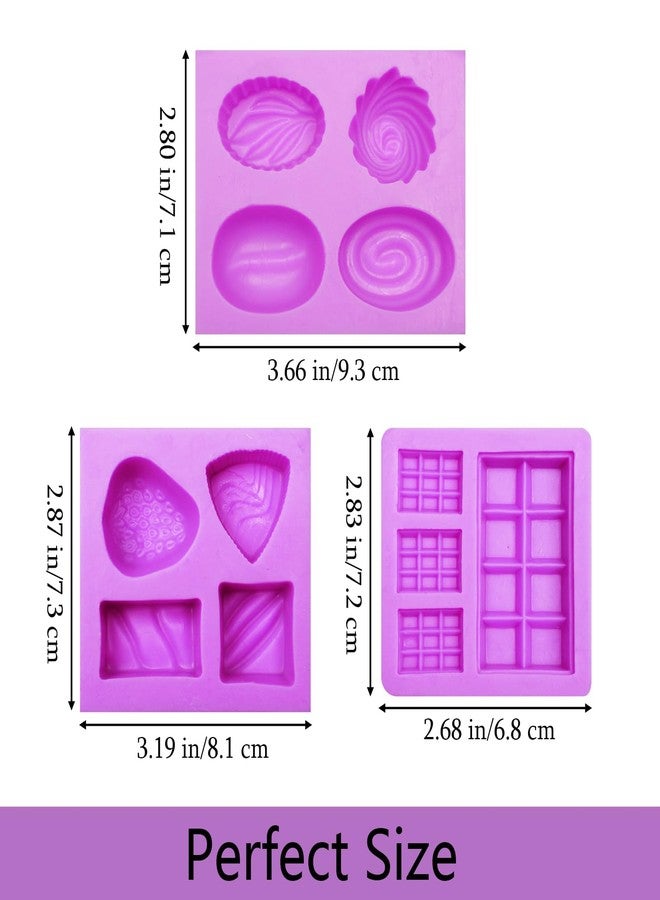 Acvcatto Chocolate Bar Molds Silicone,3 Pack, Chocolate Chip Mold, Truffle Molds Multiple Decorative Shapes for Cake Decorating Cupcake Toppers Cookies Butter Floral Paste Dough Plaster Resin Clay - Image 2